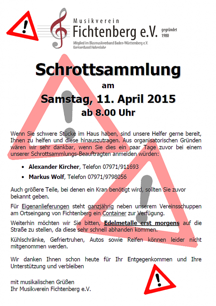 Schrottsammlungsflyer 2015